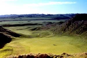 Enniscrone Golf Club - The first green looking bacj