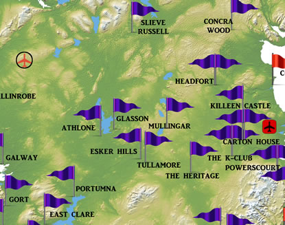 eastern Ireland Golf Course Map