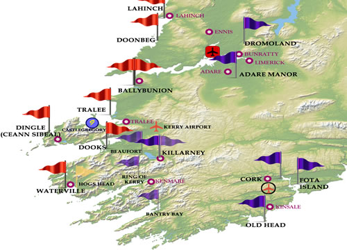 Southwest Ireland Golf Course Map